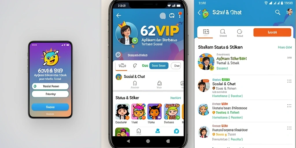 Antarmuka 62VIP dengan pilihan stiker menarik.