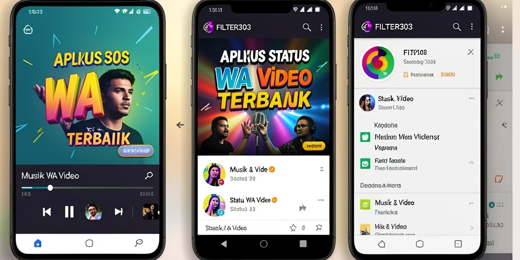 Tampilan antarmuka FILTER303 saat memilih video status WA.