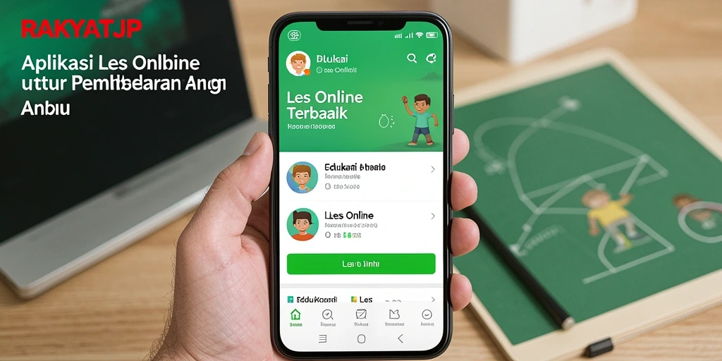 Antarmuka aplikasi RAKYATJP untuk Les Online yang interaktif.